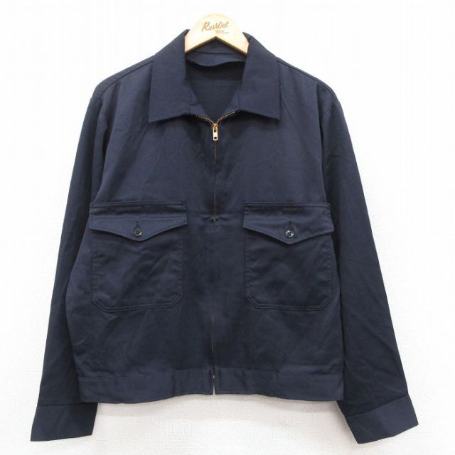 XL★古着 長袖 ワーク ジャケット メンズ 80年代 80s USA製 紺 25dec10