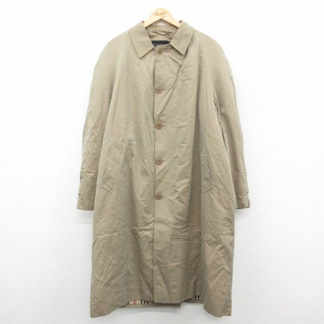 XL★古着 ブルックスブラザーズ 長袖 ブランド コート メンズ 90年代 90s ラグラン 大きいサイズ ロング丈 コットン イングランド製 ベージュ【spe】 25dec10