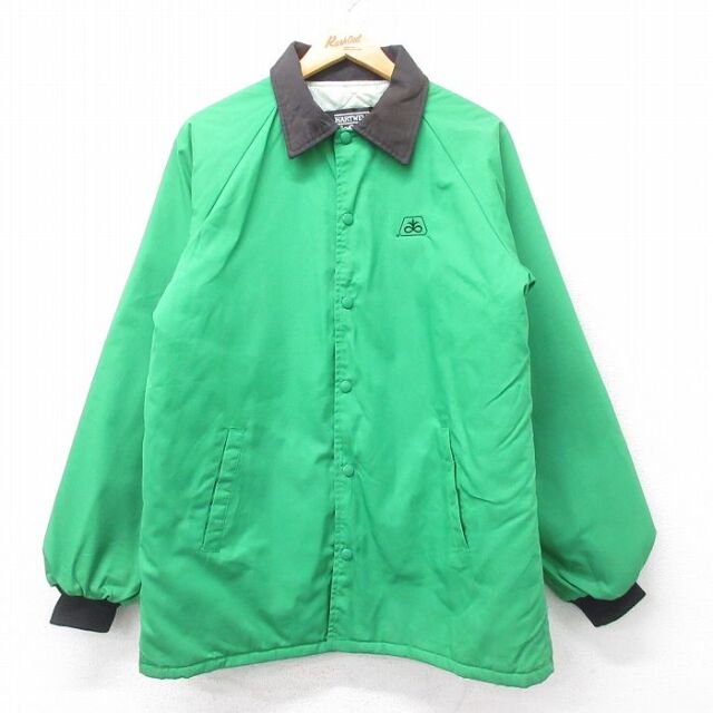 L★古着 長袖 ジャケット メンズ 90年代 90s ラグラン USA製 緑他 内側キルティング 25dec12