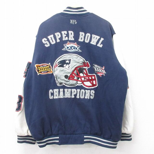 【50%OFF】NFL ニューイングランドペイトリオッツ 00s 長袖スウェットジャケット 刺繍 ネイビー XL | 古着