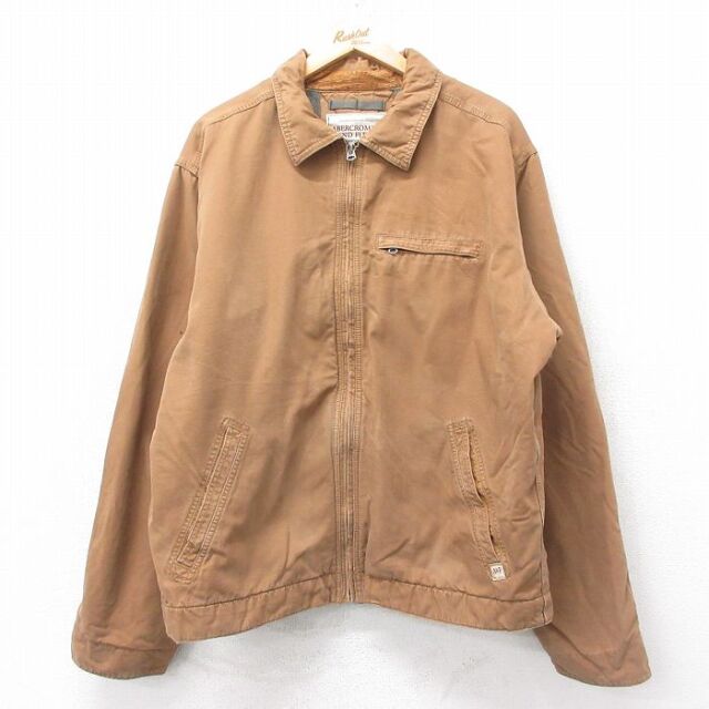 XL★古着 アバクロンビー 長袖 ジャケット メンズ 00年代 00s 大きいサイズ コットン 茶 内側フリース 25dec12