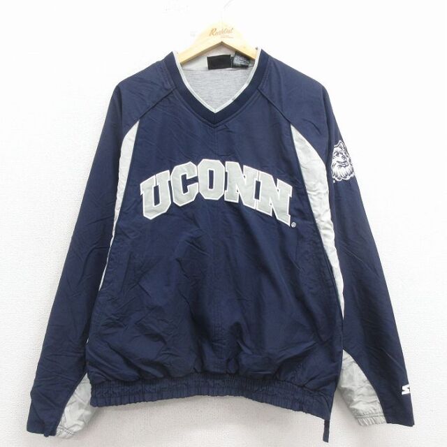スターター 長袖ジャケット UCONN刺繍 ネイビー XL | 古着