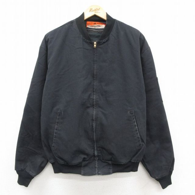 XL★古着 レッドキャップ 長袖 ワーク ジャケット メンズ 90年代 90s USA製 タロン 黒 内側キルティング 25dec22