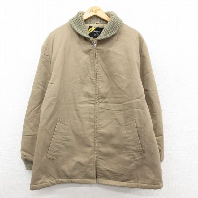 XL★古着 シアーズ 長袖 ファラオ ジャケット メンズ 80年代 80s 大きいサイズ ロング丈 ベージュ 内側キルティング【spe】 25dec22