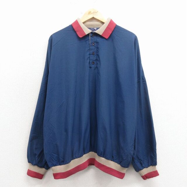 XL★古着 長袖 ジャケット メンズ 90年代 90s 大きいサイズ USA製 濃紺 25dec19