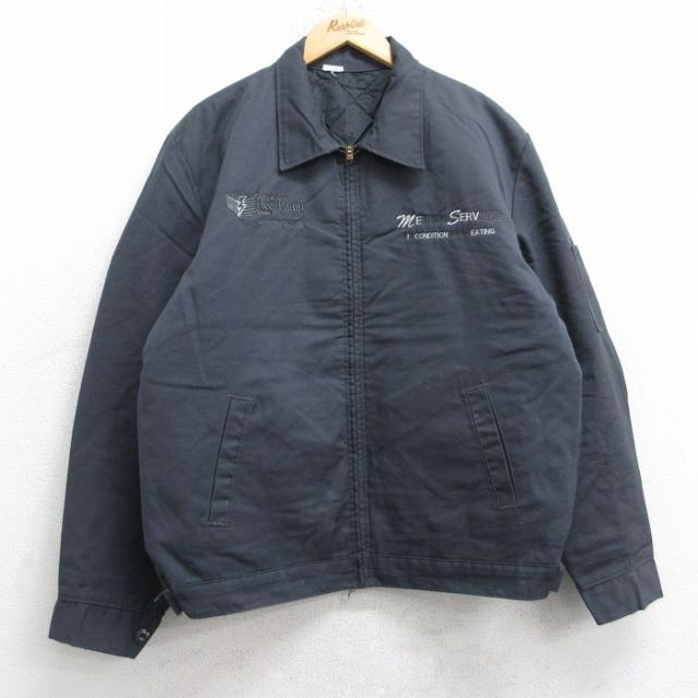 XL★古着 レッドキャップ 長袖 ワーク ジャケット メンズ 80年代 80s ヒートポンプ メトロサービス USA製 タロン 濃グレー 内側キルティング 26jan13