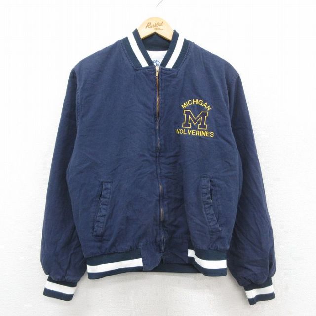 L★古着 チョークライン 長袖 ジャケット メンズ 90年代 90s ミシガン USA製 濃紺 26jan13