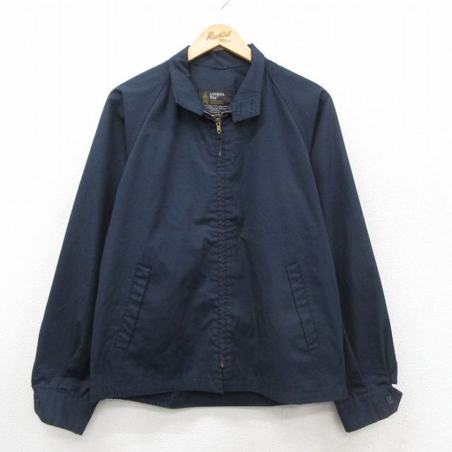 L★古着 ロンドンフォグ 長袖 ジャケット スイングトップ メンズ 80年代 80s タロン 濃紺【spe】 26jan13