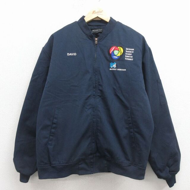 XL★古着 長袖 ジャケット メンズ 00年代 00s マトリックスサービス USA製 紺 内側キルティング 26jan24