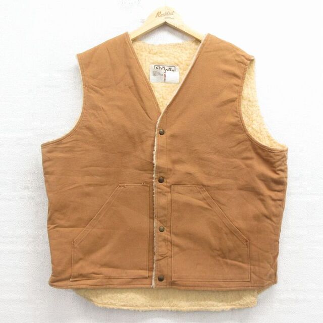 XL★古着 ウォールズ ベスト メンズ 90年代 90s ダック地 大きいサイズ コットン USA製 茶 内側ボア【spe】 26feb02