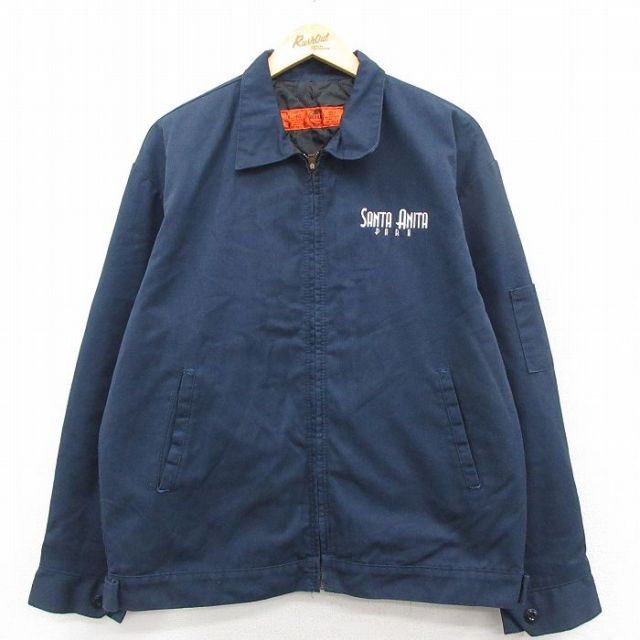 XL★古着 レッドキャップ 長袖 ワーク ジャケット メンズ 00年代 00s SANTA ANITA 大きいサイズ 紺 内側キルティング 26feb06