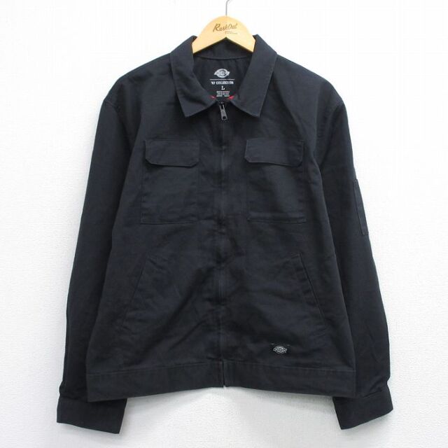 XL★古着 ディッキーズ 長袖 ジャケット メンズ 黒 26feb10
