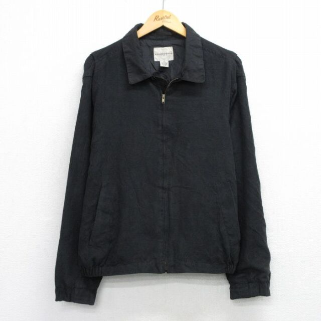 XL★古着 長袖 ジャケット スイングトップ メンズ 黒 26feb10