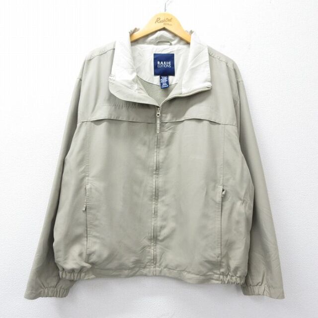 XL★古着 ベーシックエディションズ 長袖 ジャケット メンズ 大きいサイズ ベージュ系 内側メッシュ 26feb10
