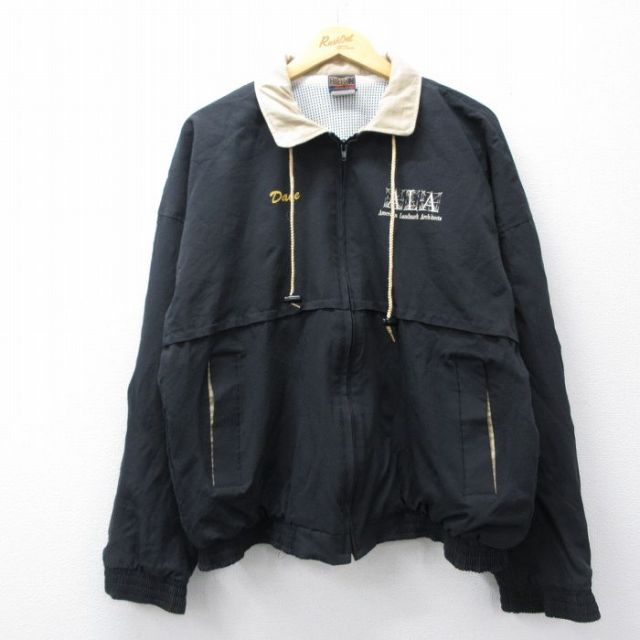 XL★古着 ヒルトン 長袖 ジャケット メンズ 90年代 90s ALA 大きいサイズ 黒 26feb13