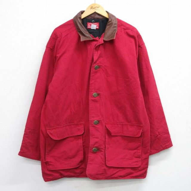 【20%OFF】マルボロ 90s ロングジャケット 襟レザー レッド XL | 古着