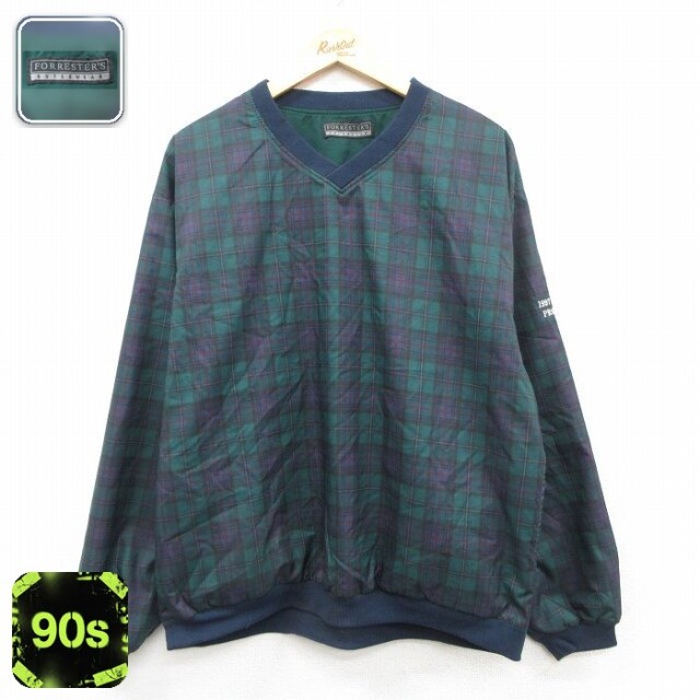 90s 長袖ジャケット チェック グリーン XL | 古着