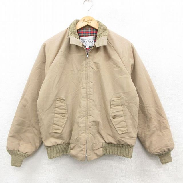 M★古着 長袖 ジャケット メンズ 90年代 90s USA製 ベージュ他 内側キルティング 26feb17