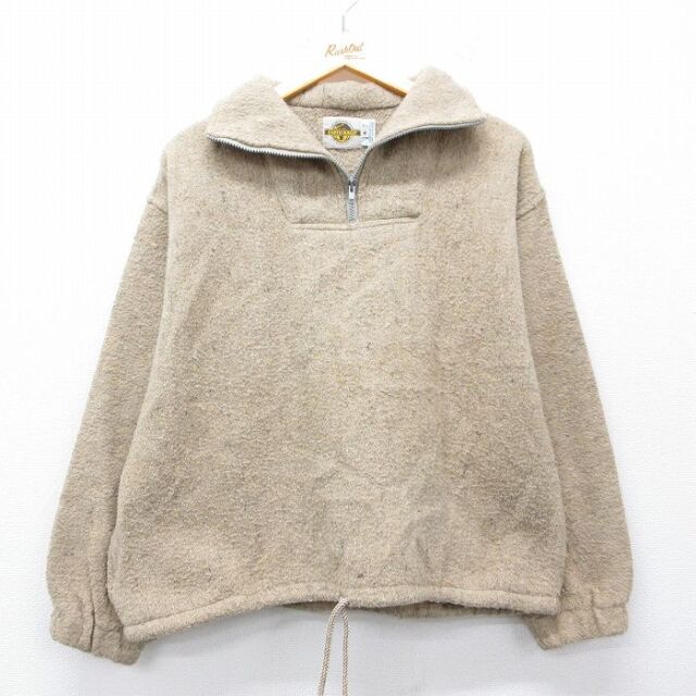 XL★古着 アースラグズ 長袖 ハーフジップ ジャケット メンズ 90年代 90s メキシコ製 ベージュ 26feb20