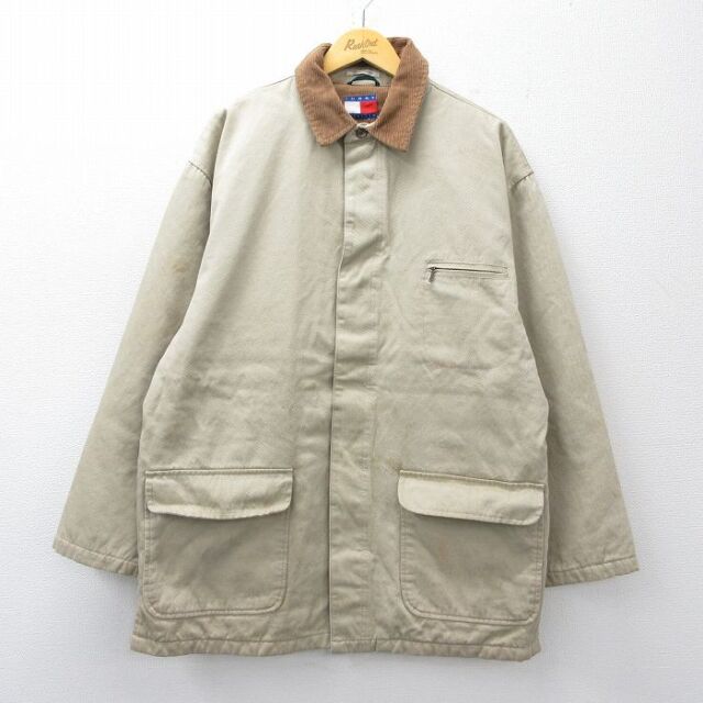 【20%OFF】トミーヒルフィガー 90s 襟コーデュロイジャケット 内側キルティング ベージュ XL | 古着