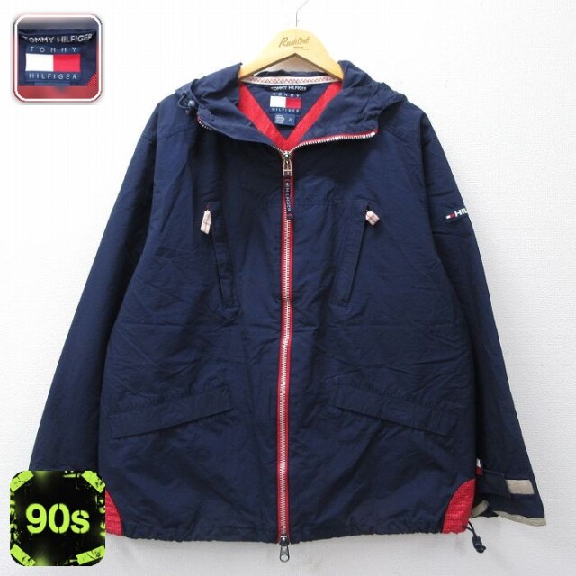 トミーヒルフィガー 90s 長袖ジャケット 内側メッシュ ネイビー XL | 古着