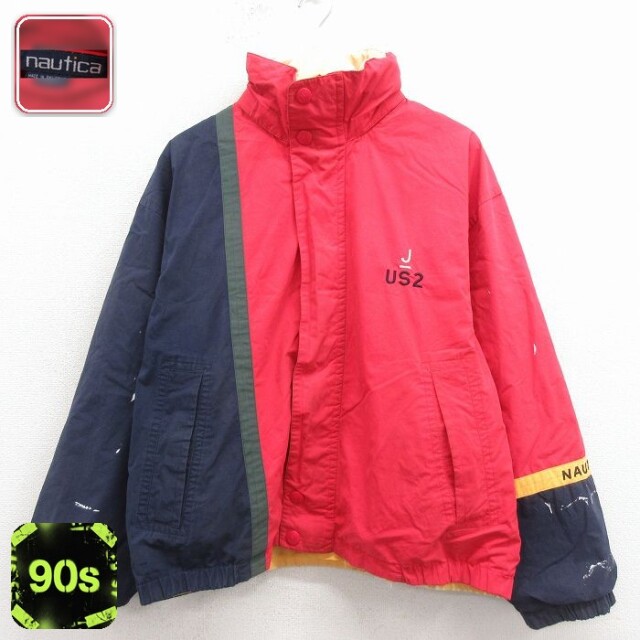 ノーティカ 90s リバーシブルジャケット ワンポイントロゴ レッド XL | 古着