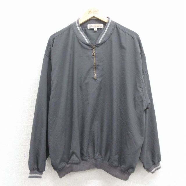 XL★古着 長袖 ハーフジップ ジャケット メンズ 00年代 00s チェイス銀行 USA製 濃グレー 26mar05