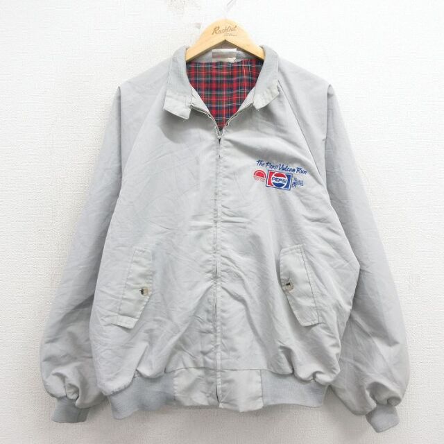 XL★古着 長袖 ジャケット スイングトップ メンズ 80年代 80s ペプシ ラグラン USA製 グレー 26mar05