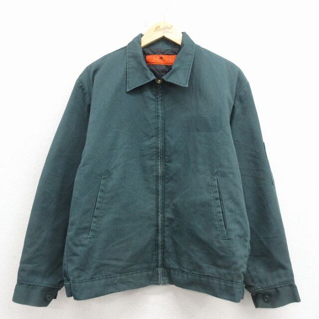 L★古着 レッドキャップ 長袖 ワーク ジャケット メンズ 90年代 90s USA製 タロン 緑 内側キルティング 26mar05