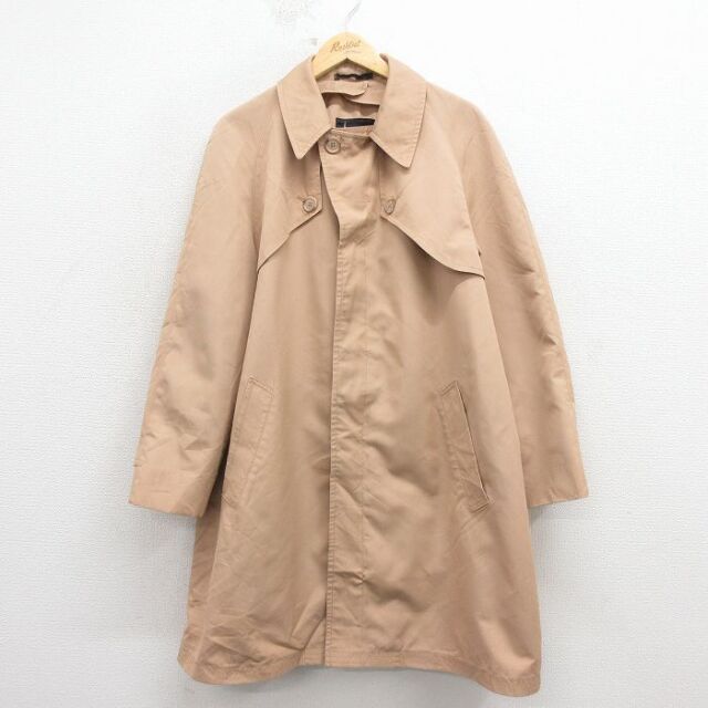 L★古着 長袖 コート メンズ 80年代 80s ロング丈 ラグラン USA製 ベージュ【spe】 26mar05