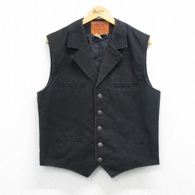 M★古着 ベスト メンズ 90年代 90s コットン USA製 黒 26mar06