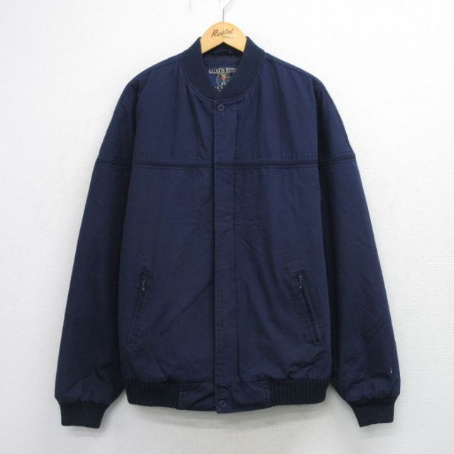 XL★古着 長袖 カップショルダー ジャケット メンズ 00年代 00s 大きいサイズ 紺 26mar06