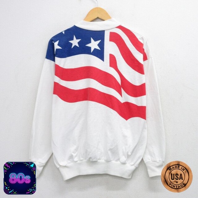 【50%OFF】80s ジャケット 星条旗 ホワイト XL | 古着