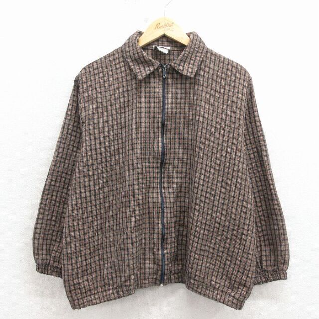 L★古着 長袖 ジャケット メンズ 90年代 90s USA製 タロン 茶他 チェック【spe】 26mar16