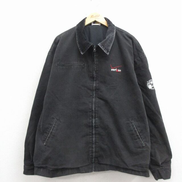 verizon 90s ダック地ジャケット 襟コーデュロイ ブラック XL | 古着