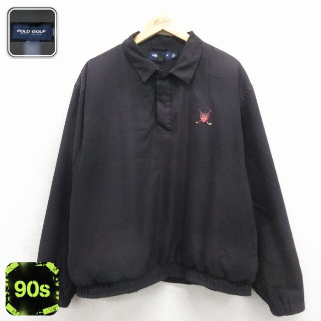 ラルフローレン 90s 長袖ジャケット ワンポイントロゴ ブラック XL | 古着