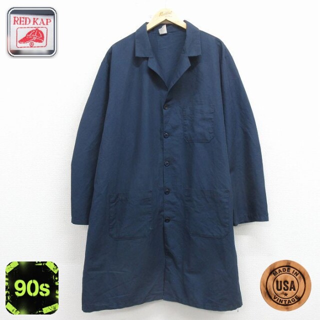 レッドキャップ 90s 長袖ワークジャケット 開襟 ネイビー メンズXL相当 | 古着