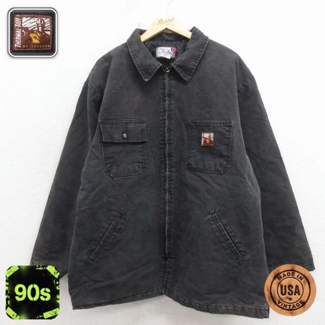 【20%OFF】ジャケット 90s 長袖ジャケット ダック地 ブラック メンズXL相当 | 古着