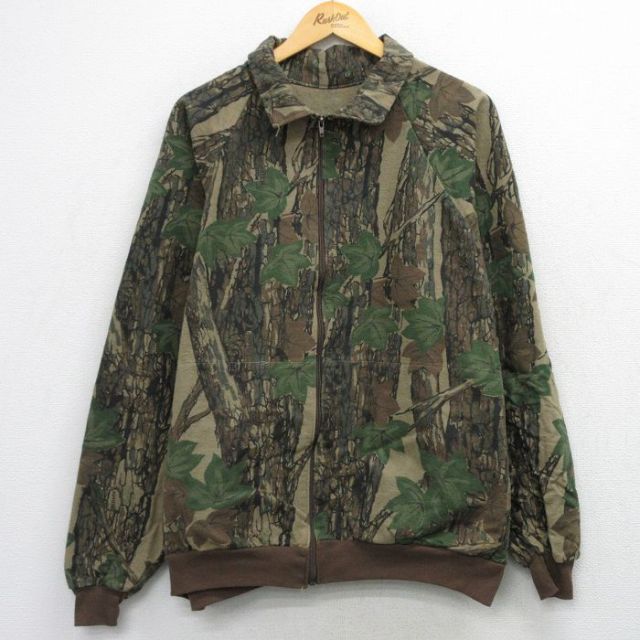 XL★古着 長袖 ジャケット メンズ 90年代 90s TREBARK ラグラン 大きいサイズ コットン USA製 茶他 迷彩 26apr22