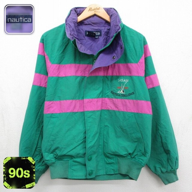 ノーティカ 90s ラグランジャケット ワンポイントロゴ グリーン メンズL相当 | 古着