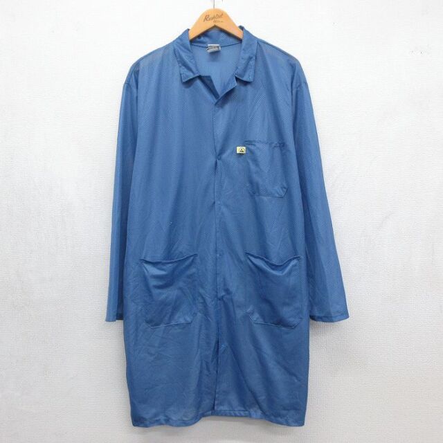 XL★古着 長袖 コート メンズ 90年代 90s ロング丈 USA製 ブルー 26jul06