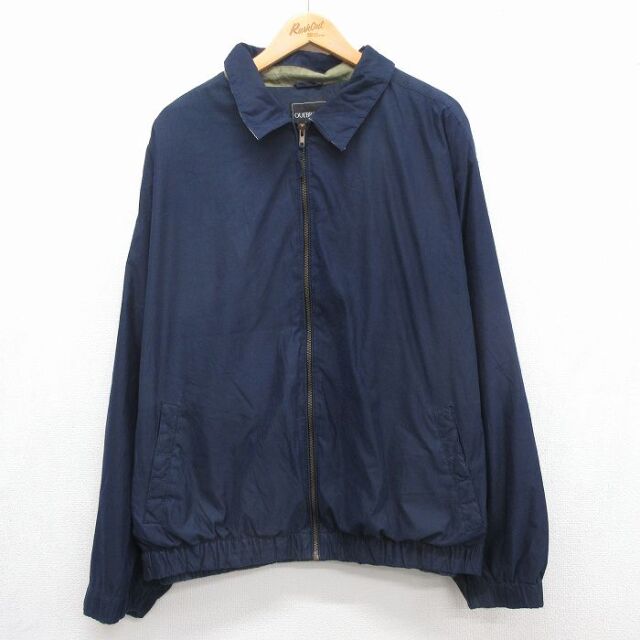 XL★古着 長袖 ジャケット メンズ 大きいサイズ ネイビー 26jul31