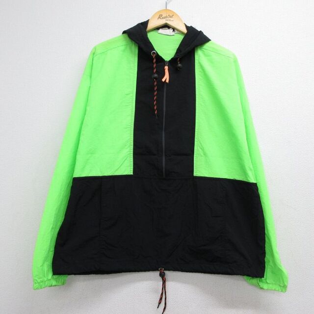 90s 長袖ナイロンジャケット ツートンカラー ブラック メンズXL相当 | 古着