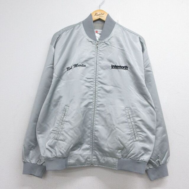 XL★古着 長袖 ナイロン ジャケット メンズ 90年代 90s カナダ製 グレー 26aug03