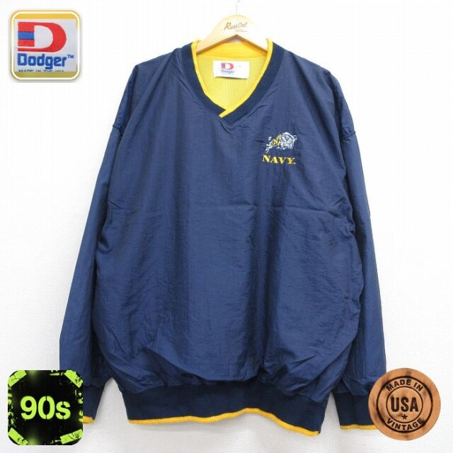 ナイロン 90s ミリタリージャケット 内側メッシュ ネイビー メンズXL相当 | 古着