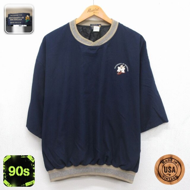 ミシガン大学 90s 半袖ジャケット ネイビー メンズXL相当 | 古着