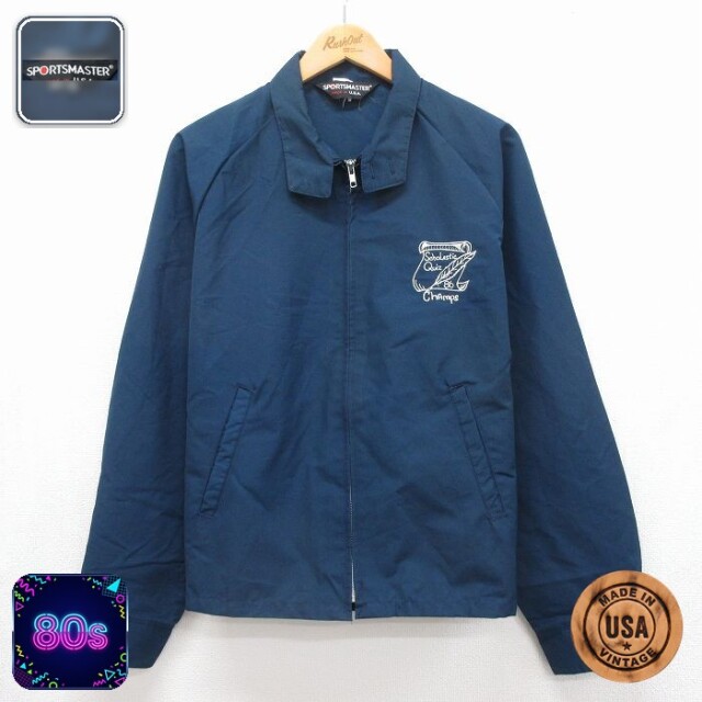 長袖 ジャケット スイングトップ 80s Quiz ラグラン USA製 ネイビー メンズXL相当 | 古着