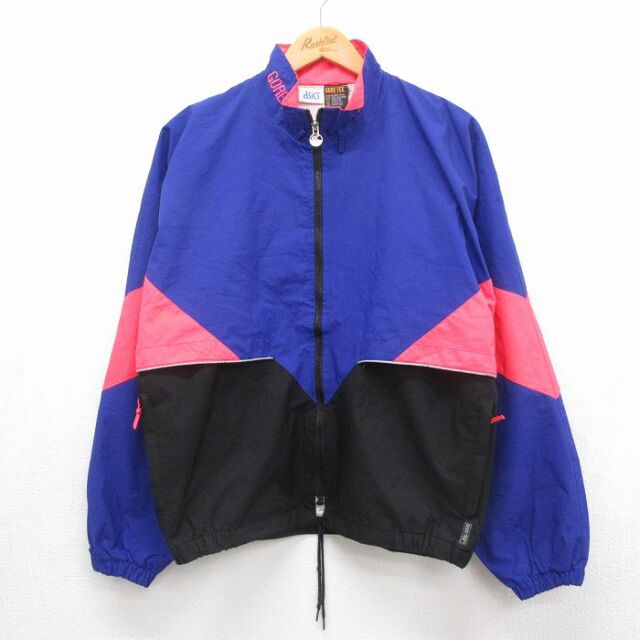 アシックス 90s 長袖ジャケット ビッグロゴ ブルー メンズL相当 | 古着