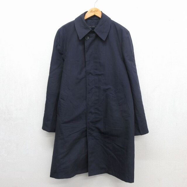 80s ロングコート 内側ボア ネイビー メンズL相当 | 古着