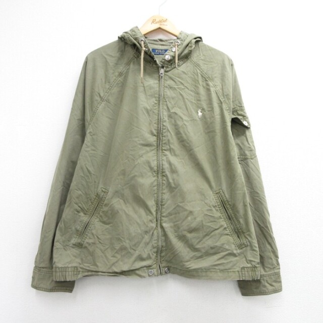 XL★古着 ラルフローレン Ralph Lauren 長袖 ポロ ジャケット パーカー メンズ ラグラン ポニー カーキ【spe】 26aug20